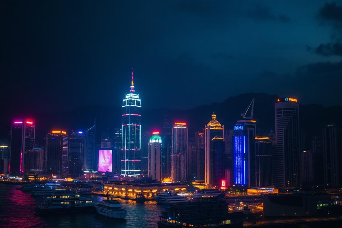 Hong Kong harbor at dusk